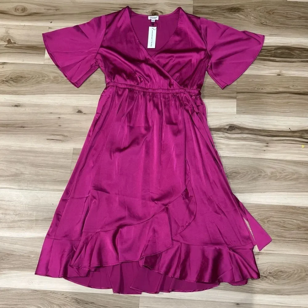 NEW The Drop Caralyn Mirand Wrap Dress Pink Women’s Large